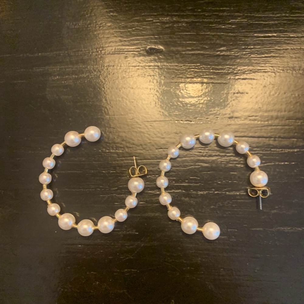 J. Crew faux pearl hoop earrings!